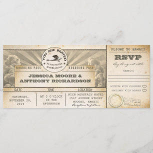 carte d'embarquement billets de vol mariage- invit