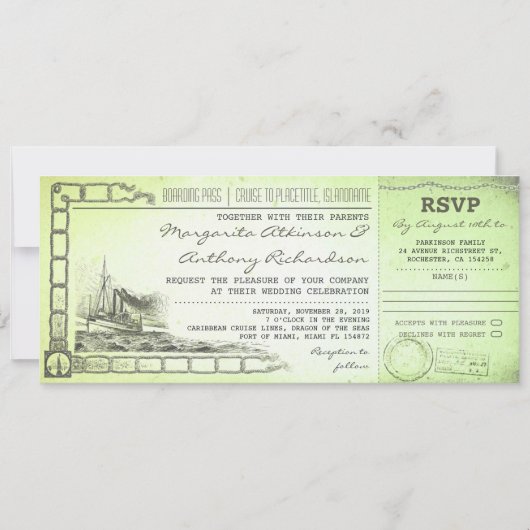 carte d'embarquement billets d'invitations de mari (Devant)