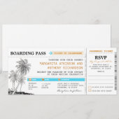 carte d'embarquement Billets mariage avec RSVP ens (Devant / Derrière)