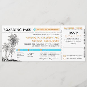 carte d'embarquement Billets mariage avec RSVP ens