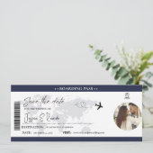 Carte d'embarquement bleu marine Mariage de billet (Debout devant)