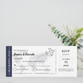 Carte d'embarquement bleue mariage RSVP carte d'en (Debout devant)