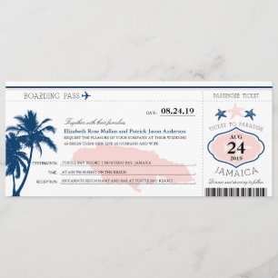 Carte d'embarquement bleue/rose de la Jamaïque de