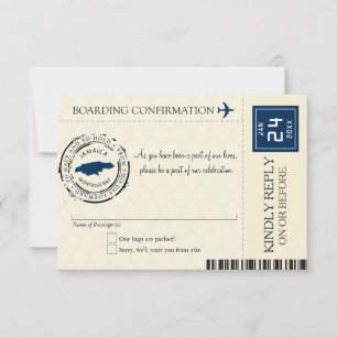 Carte d'embarquement Blue and Cream Jamaïque RSVP