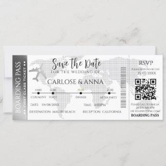 Carte d'embarquement Code QR de mariage de destina