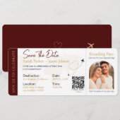 Carte d'embarquement Code QR de mariage de destina (Devant / Derrière)