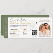 Carte d'embarquement Code QR de mariage de destina (Devant / Derrière)