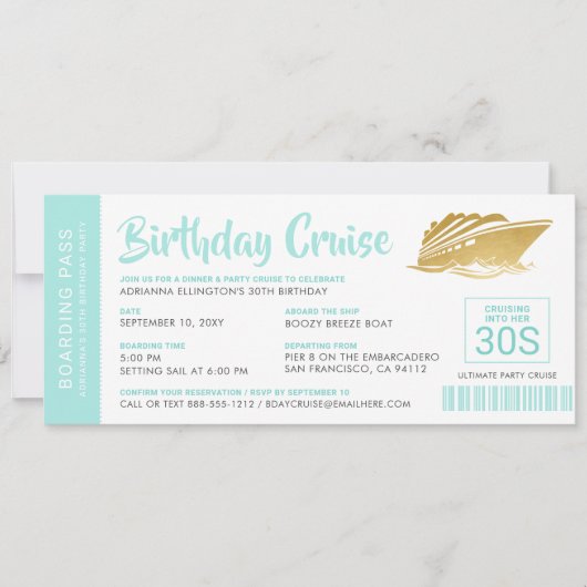 Carte d'embarquement d'anniversaire personnalisée (Devant)