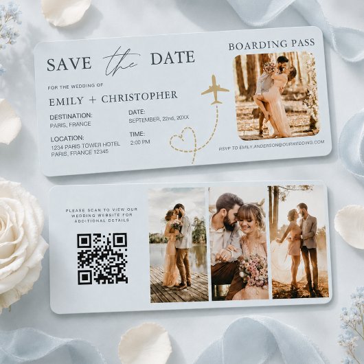 Carte d'embarquement d'avion avec code QR pour Sau