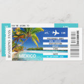 Carte d'embarquement d'avion de la plage de Mexico (Devant / Derrière)
