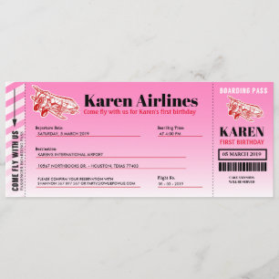 Carte d'embarquement d'avion Invitation de fête d'