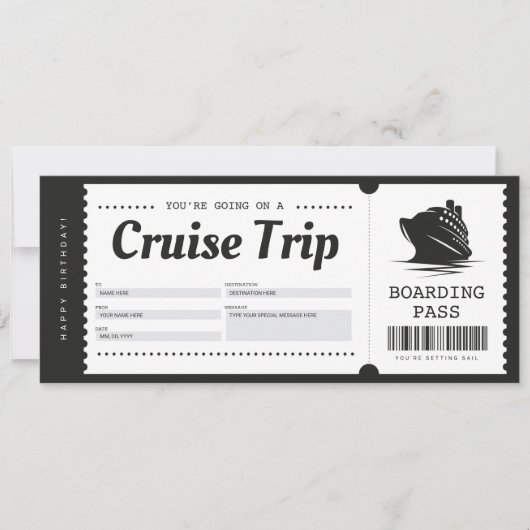 Carte d'embarquement de croisière Billet de vacanc (Devant)