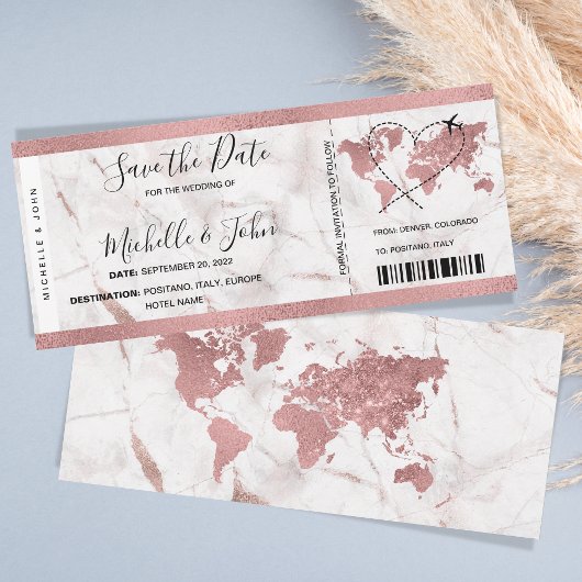 Carte d'embarquement de destination Billets Rose G