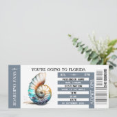 Carte d'embarquement de destination plage coquille (Debout devant)