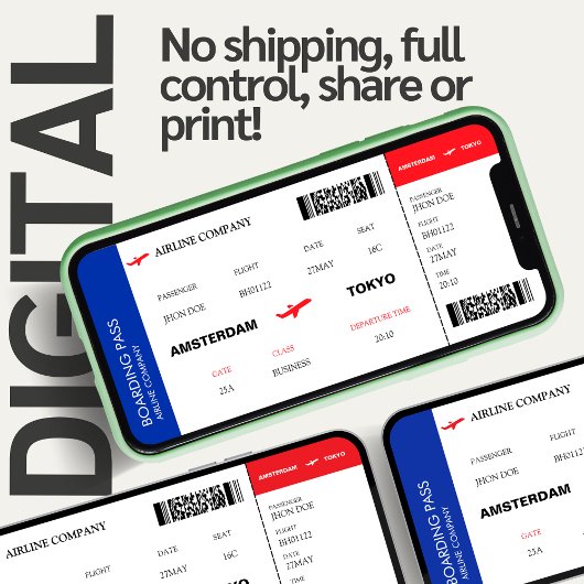 Carte d'embarquement de faux billet d'avion Classi