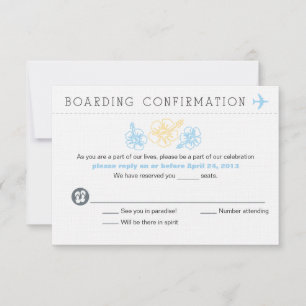 Carte d'embarquement de fleur de ketmie de RSVP
