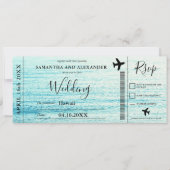 Carte d'embarquement de mariage à la plage avec éc (Devant)