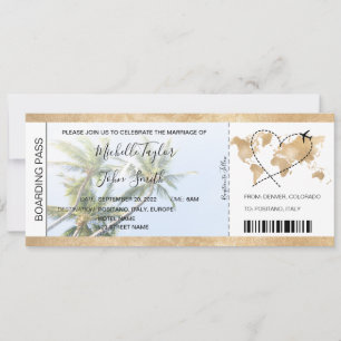 Carte d'embarquement de mariage de destination Pal