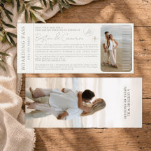 Carte d'embarquement de mariage élégant minimalist