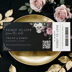Carte d'embarquement de mariage gothique pour anno