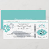 Carte d'embarquement de mariage Hibiscus Jamaica (Devant / Derrière)