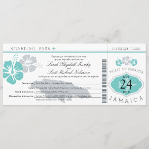 Carte d'embarquement de mariage Hibiscus Jamaica