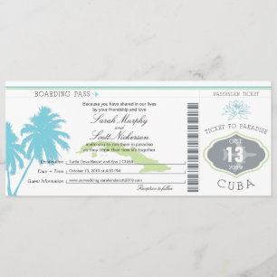 Carte d'embarquement de mariage pour Cuba