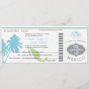 Carte d'embarquement de mariage pour le Mexique