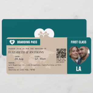 Carte d'embarquement de mariage Sable Beige et Océ