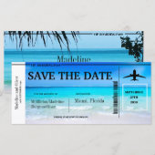 Carte d'embarquement de mariage sur la plage tropi (Devant / Derrière)