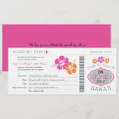 Carte d'embarquement de mariage vers Hawaï (Devant / Derrière)