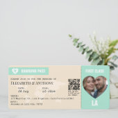 Carte d'embarquement de mariage Vert Menthe et Cha (Debout devant)