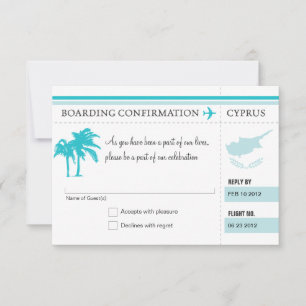 Carte d'embarquement de RSVP VERS la Chypre