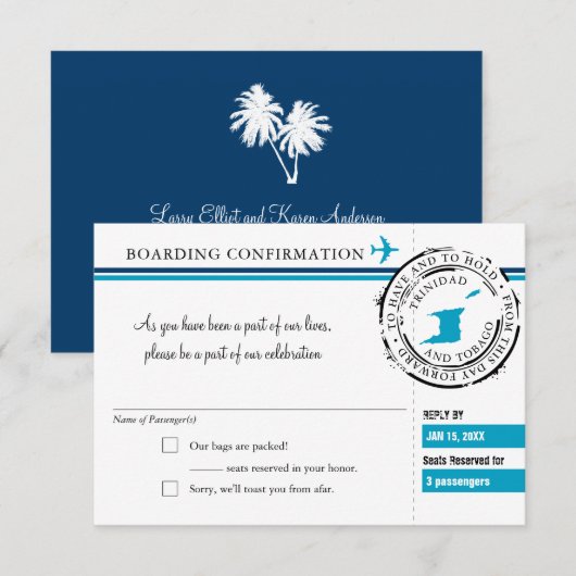 Carte d'embarquement de RSVP vers le (Devant / Derrière)