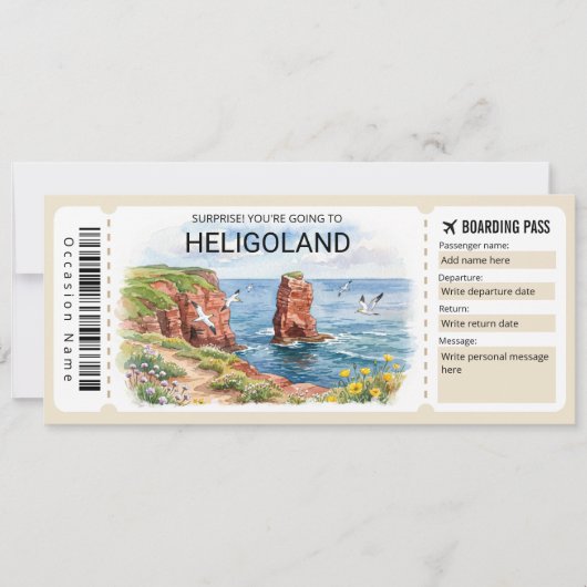 Carte d'embarquement de voyage à Heligoland modifi (Devant)