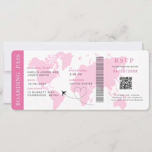 Carte d'embarquement Destination mariage Code QR R (Devant)