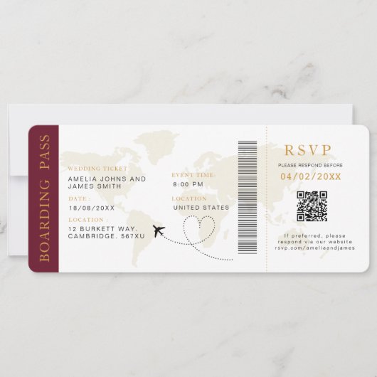 Carte d'embarquement Destination mariage Code QR R (Devant)