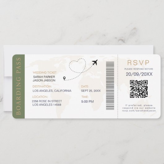Carte d'embarquement Destination Mariage Code QR R (Devant)