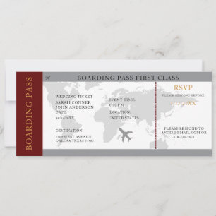 Carte d'embarquement Destination Mariage Invitatio
