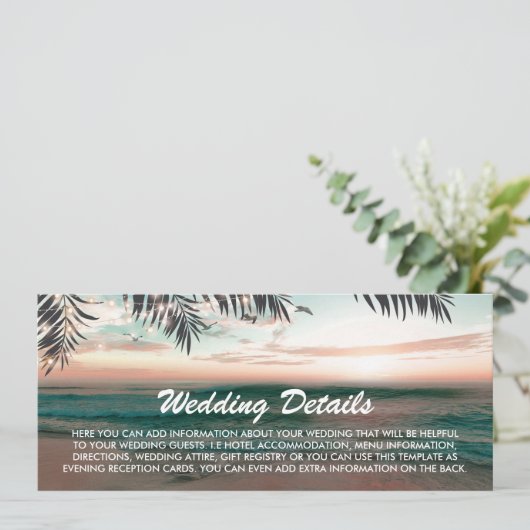 Carte d'embarquement Détails du mariage sur la pla (Debout devant)