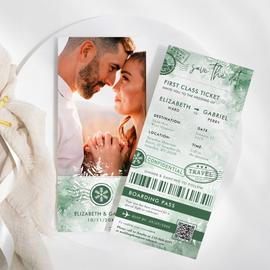 Carte d'embarquement d'hiver Destination Mariage
