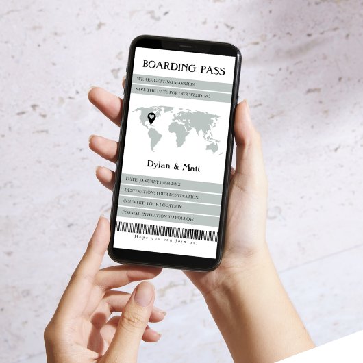 Carte d'embarquement électronique Destination Wedd