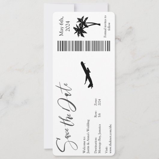 Carte d'embarquement - Enregistrez la date (Devant)