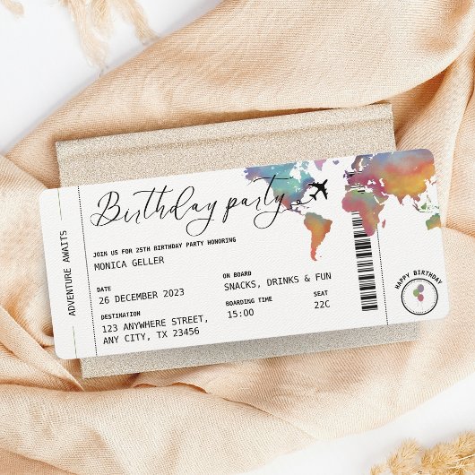 Carte d'embarquement Fête d'anniversaire sur le th