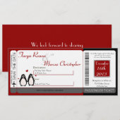 Carte d'embarquement Invitation de mariage en lin  (Devant / Derrière)