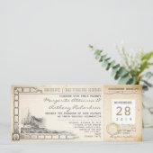 carte d'embarquement invitations de mariage vintag (Debout devant)