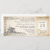 carte d'embarquement invitations de mariage vintag (Devant / Derrière)