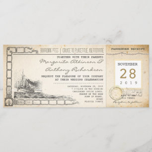 carte d'embarquement invitations de mariage vintag