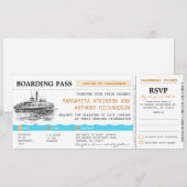 carte d'embarquement invite de mariage avec RSVP (Devant / Derrière)