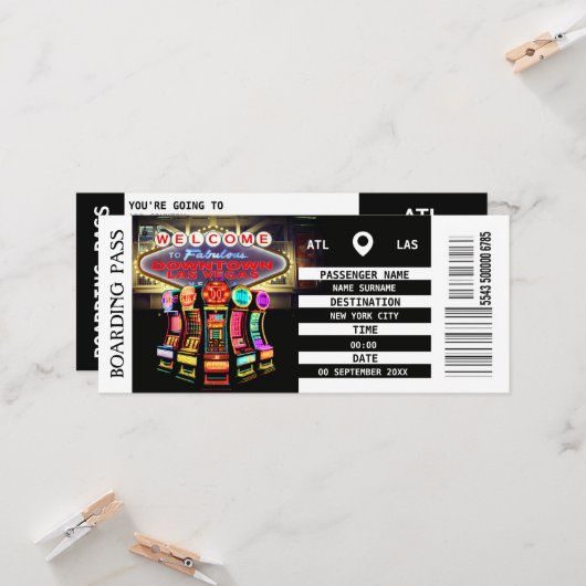 Carte d'embarquement Las Vegas week-end escapades (Devant/Arrière en situation)